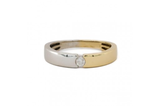 Ring mit Diamant Brillant Solit&auml;r 0,10 ct in 585 14 kt Gold Gr. 60