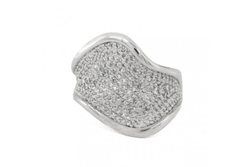 Ring mit 200 Brillanten Diamanten 1,0 ct. in Edelstahl Gr. 58