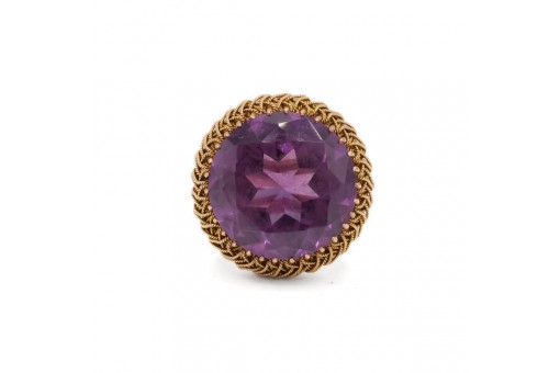 Ring mit Amethyst in 585 14kt Ros&eacute;gold antik Gr. 53 Sammlerst&uuml;ck