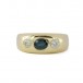 Ring Bandring mit Safir und 2 Brillanten in 14 Kt. 585 Gelbgold Gr. 58