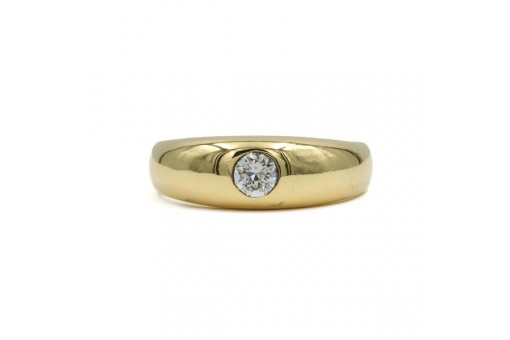 Ring Bandring mit Brillant solit&auml;r 0,20 ct in 18 Kt 750 Gold 51 fein