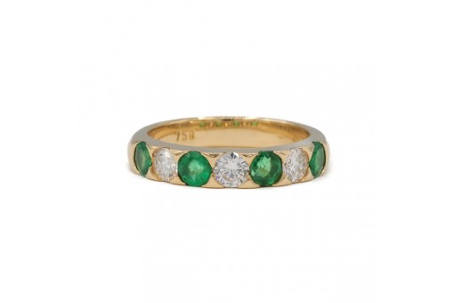 Ring mit Smaragden und Diamanten Brillanten in 750 18 kt Gold Gr.56