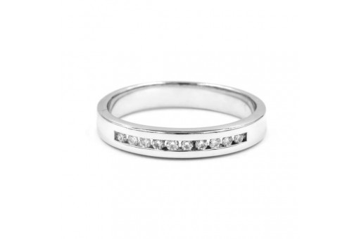 Ring Bandring mit Brillanten Diamanten 0,20 ct. in 14 Kt. 585 Wei&szlig; Gold 63 edel!