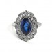 Ring mit Safir Saphir und 12 Diamantrosen in 585 Gold antik 55 Sammlerstück