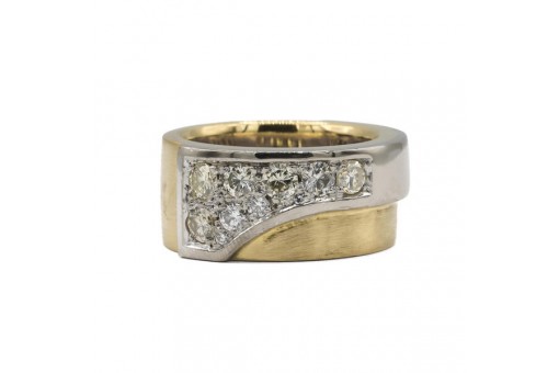 Ring Bandring mit 10 Brillanten 1,0 ct. in 18 Kt. 750 Gold Gr. 57