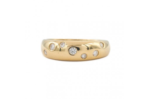 Ring Bandring mit 7 Brillanten in 18 Kt. 750 Gold Gr. 54