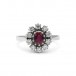Ring mit Rubin und 10 Brillanten 0,60 ct. in 18 Kt. 750 Gold Gr. 57