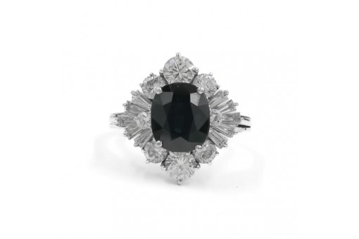 Ring mit Safir Saphir und Brillanten Diamanten in 18 Kt. 750 Gold 57