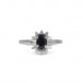 Ring mit Safir und 6 Diamanten in 14 Kt. 585 Weißgold Gr. 52