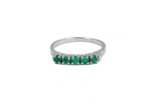 Ring mit 5 Smaragden emerald in 14 Kt 585 Gold Wei&szlig;gold 55