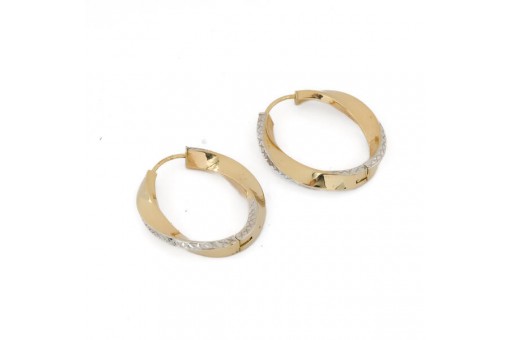 1 Paar Creolen Ohrringe earrings in 14 Kt. 585 Gelb/Wei&szlig;gold 26,0 mm