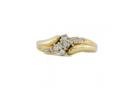 Ring mit 9 Brillanten 0,25 ct. in 14 Kt. 585 Gelbgold Gr. 52