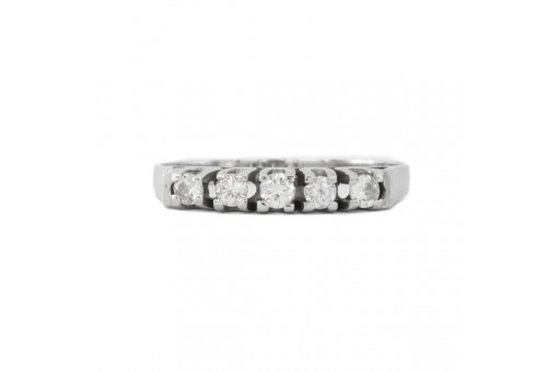 Ring mit 5 Brillanten Diamanten 0,30 ct. in 14 Kt. 585 Wei&szlig;gold Gr. 55