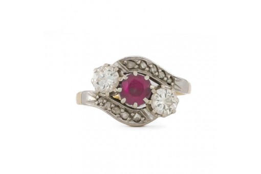 Ring mit Diamant Brillanten 0,70 ct Rubin in 585 14 kt Gold Gr.55 Sammlerst&uuml;ck