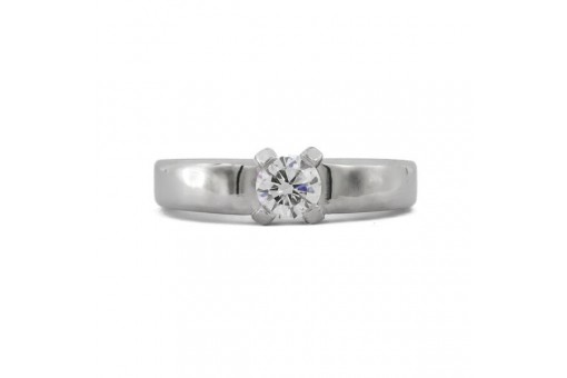 Ring Bandring mit Brillantsolit&auml;r 0,51 ct. in 18 Kt. 750 Wei&szlig;gold Gr.54