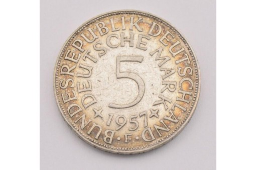 M&uuml;nze Silber 5 Mark Silberadler BRD 1957 F J&auml;ger 387 16888 Sammlerst&uuml;ck