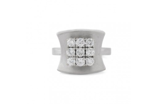 Diamantring aus 18 Karat 750 Wei&szlig;gold Cocktailring Brillanten Viereckiges Design