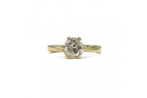 Ring mit Brillantsolit&auml;r 1,64 ct. in 14 Kt. 585 Gelbgold Gr. 55 IHK Expertise