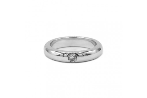 Band ring mit Altschliff diamant Solit&auml;r 0,23 ct. in 18 Kt. 750 Wei&szlig; gold Gr. 60