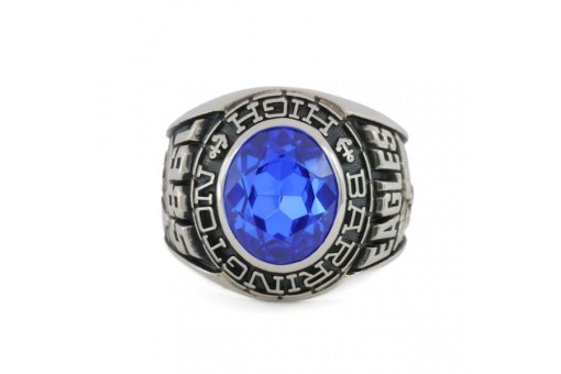 College Ring 10K Wei&szlig;gold 1985 Barrington High Eagles Spinell Stein Gr. 58