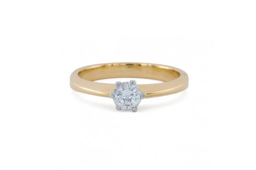 Ring mit Brillantsolit&auml;r 0,37 ct. in 18 Kt. 750 Gelbgold Gr. 52