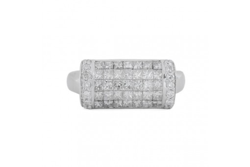 Ring mit Brillanten und Diamanten 1,31 ct. in 18 Kt. 750 Wei&szlig;gold Gr. 54