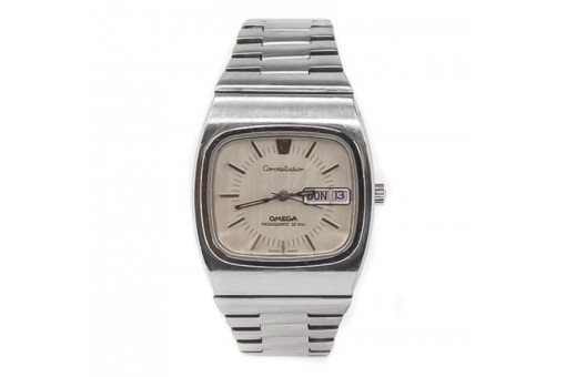 HAU Herren Armbanduhr OMEGA Constellation Mega quartz 32 KHz Stahl vintage Uhren