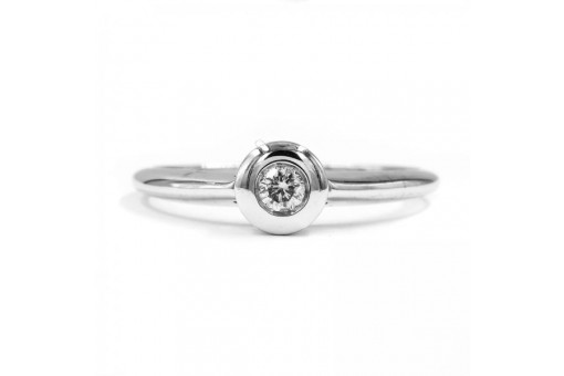 Ring mit Brillantsolit&auml;r Diamant 0,14 ct in 14 Kt 585 er Gold Wei&szlig; gold 55 top