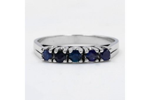 Ring mit Safiren Saphir Safir in 14 Kt 585 er Wei&szlig; gold Gr&ouml;sse 54 Ringe top!