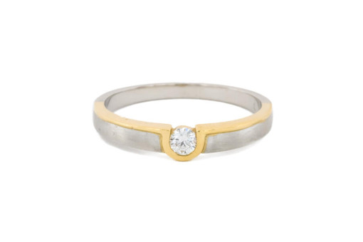 Ring Bandring mit Brillantsolit&auml;r 0,20 ct in 950 Platin 750 Gold 63 Edel!