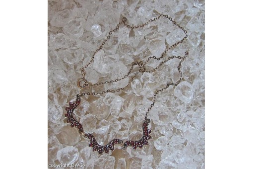 Granatcollier Antikcollier Collier mit Granat Granate Halskette Damen L. 42,5 cm