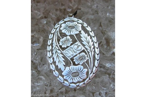 Anhänger mit Blumen in Silber Jugendstil Anhaenger Pendant