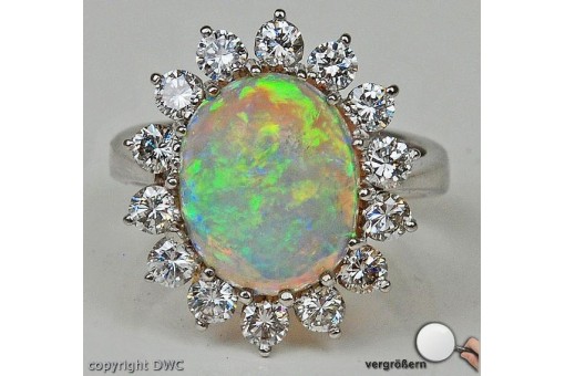 Brillantring mit Diamant in aus Gold 750 Opal Brillant Opalring Ring Opale 53 