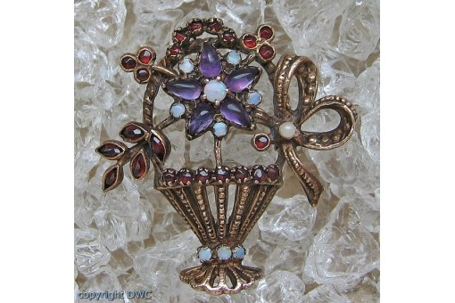 Amethystbrosche Antikbrosche Brosche mit Blumen Amethyst in Silber Jugendstil