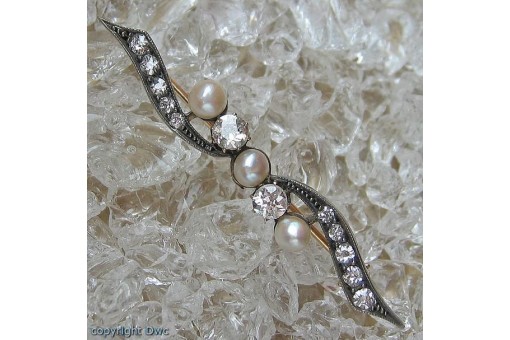 Perlenbrosche Diamantbrosche Brosche mit Perlen Perle Diamant in 585 Gold