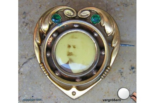 Jugendstilbrosche Amulett Portrait Brosche Nadel Antikschmuck 