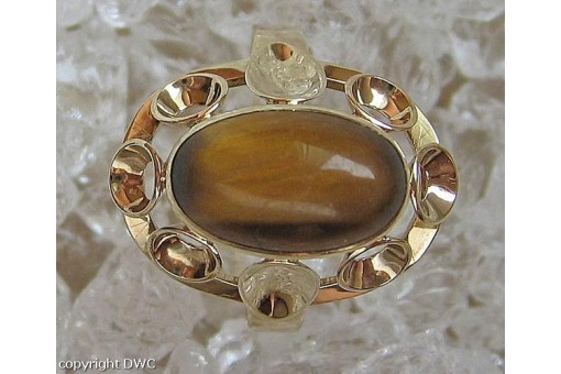 Tigeraugering Ring mit Tigerauge in aus 333 Gold Damen Finger Ringe Antik Gr.56