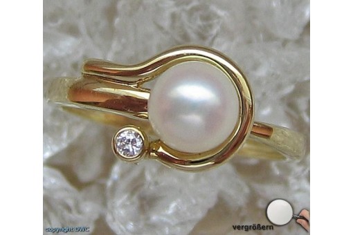 Perlenring Gold Ring Ringe 8 Kt 333 Gold Damen Antikring mit Perle Perlen 