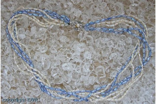 Perlencollier Perlcollier Collier mit Perle Perlen achtreihig in Silber Kette 