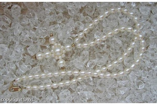 Perlenkette Perlencollier Collier mit Perle Perlen in 925er Silber Lang 40 cm 