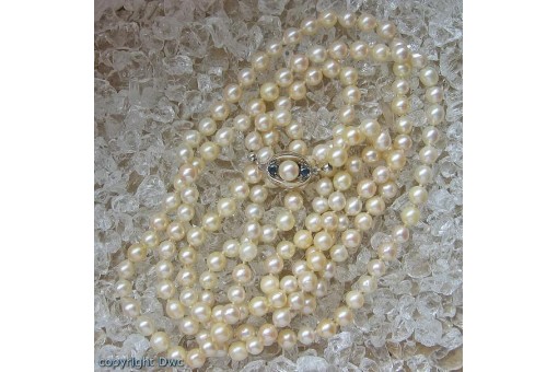 Perlenkette Goldkette Kette Perle Perlen Saphir Goldschliesse Perlencollier !