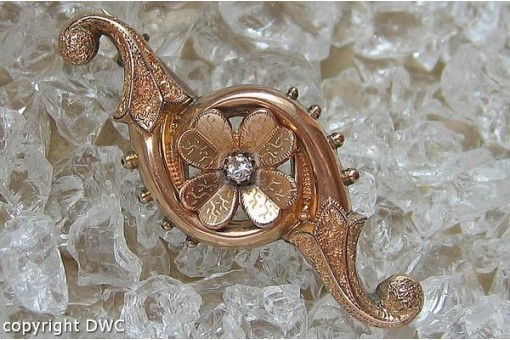 Diamantbrosche Brosche in aus Silber Antik Biedermeier Brooch Schaumgold Diamant