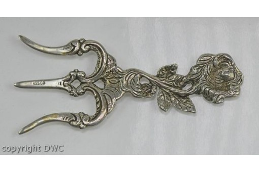 Vorlegegabel Silbergabel Gabel mit Rosendesign Antik aus 835 Silber L.7,5cm