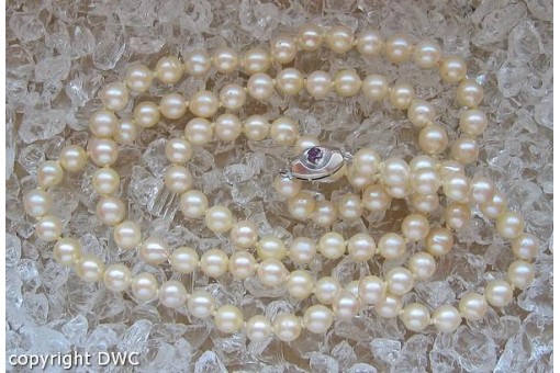 Perlenkette Kette mit Perle Perlen Pearl in aus 925 Silberverschluss Ketten L.86
