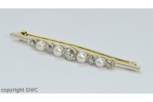 Diamantbrosche Art Deco Brosche brooch in aus 14 Kt. 585 Weißgold mit Perlen