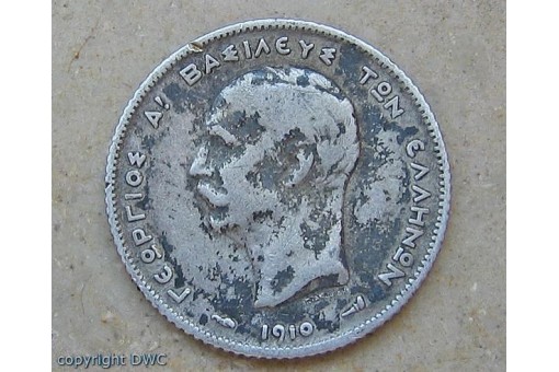 Münze 1 Drachme Georg I. 1910 Silber Griechenland Münzen Sammlermünze