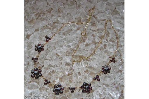 Granatcollier Granatkette mit Granate Trachten vergoldet garnet chain 45 cm