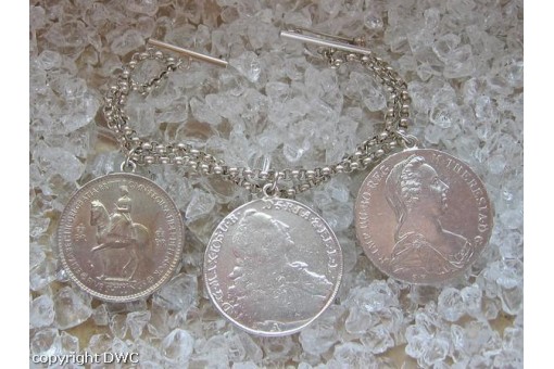 Charivarikette Trachtenkette mit Münzen aus 800 Silber Tracht Antik L. 20 cm
